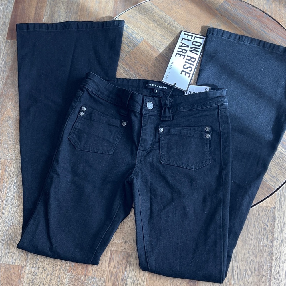 Black Flare Low Rise Jeans - Picture 2 of 4